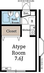 西武国分寺線 鷹の台駅 徒歩9分の賃貸アパート 1階ワンルームの間取り