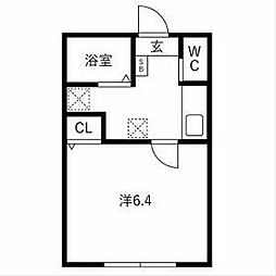 東武野田線 野田市駅 徒歩16分の賃貸アパート 3階1Kの間取り