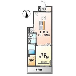 名鉄瀬戸線 三郷駅 3.6kmの賃貸アパート 1階1LDKの間取り