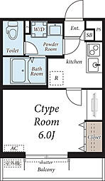 Belle vie Hamadayama 203 2階1Kの間取り