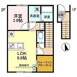 (仮称)高崎市金古町アパート　B 203 2階1LDKの間取り