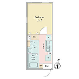 JR山手線 恵比寿駅 徒歩8分の賃貸マンション 3階1Kの間取り