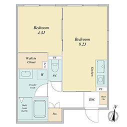 JR山手線 恵比寿駅 徒歩8分の賃貸マンション 3階1LDKの間取り