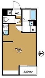 スカイコート五反田 104 1階ワンルームの間取り