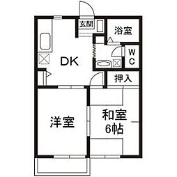 フィールド・シティーA 2DKの間取図画像