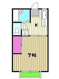 JR中央線 三鷹駅 徒歩23分の賃貸アパート 2階1Kの間取り