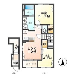 ハレレア 2LDKの間取図画像