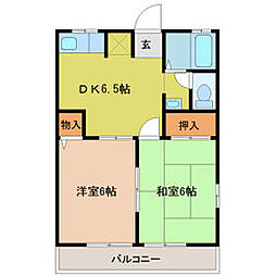 コスモタテバヤシ 2DKの間取図画像