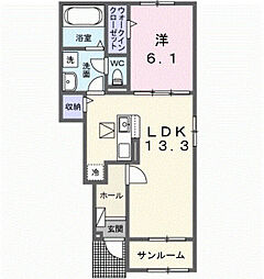 けやきレジデンスα 1LDKの間取図画像