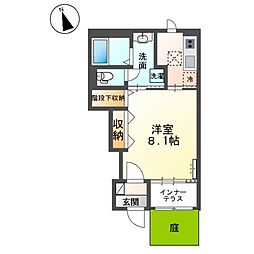 岩倉市神野町又市新築APIII期 1Kの間取図画像