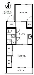 田園コーヌコピア 2Kの間取図画像