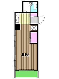 サンハイツ田辺 2階ワンルームの間取り