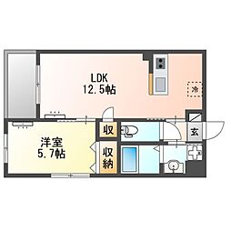 (仮)立川市一番町4丁目新築マンション 1LDKの間取図画像
