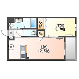 (仮)立川市一番町4丁目新築マンション 1LDKの間取図画像