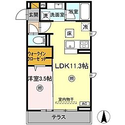 水戸市石川4丁目アパート 1LDKの間取図画像