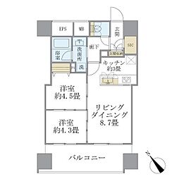 エミリブ東長崎 2LDKの間取図画像