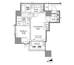 レジディアタワー目黒不動前 1LDKの間取図画像