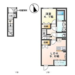 川口市大字安行領根岸 アパート新築工事 1LDKの間取図画像