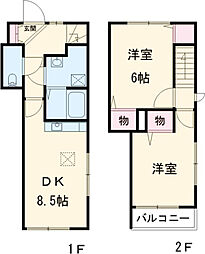 JR中央線 三鷹駅 バス15分 緑町住宅下車 徒歩2分の賃貸テラスハウス 1階2DKの間取り