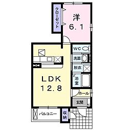 ポライトリーＡ 1階1LDKの間取り