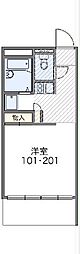 レオパレスナナキ2 1Kの間取図画像