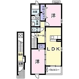 ブリアントI 2階2LDKの間取り