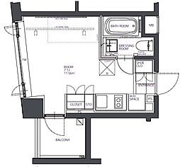 東京メトロ日比谷線 人形町駅 徒歩4分の賃貸マンション 5階ワンルームの間取り