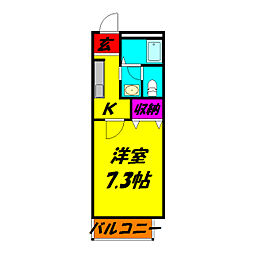 JR埼京線 戸田駅 徒歩18分の賃貸アパート 1階1Kの間取り