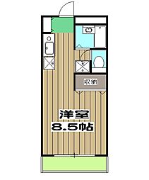 ジオコート桂 2階ワンルームの間取り