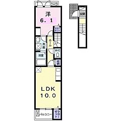 Ｖｉｌｌａ　朱雀 2階1LDKの間取り