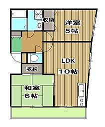 サンホーハイツ 3階2LDKの間取り