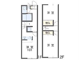 レオパレスビオレハイツ 2DKの間取図画像