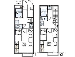レオパレスル・ポン　ビアン 1階1Kの間取り