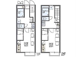上信電鉄 佐野のわたし駅 徒歩3分の賃貸アパート 2階1Kの間取り
