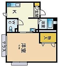 JR埼京線 南与野駅 徒歩12分の賃貸アパート 2階1Kの間取り