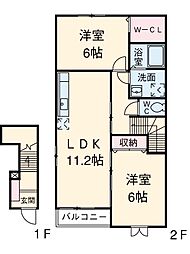 プレジール3 2LDKの間取図画像