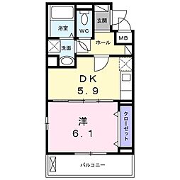 JR片町線(学研都市線) JR三山木駅 徒歩11分の賃貸アパート 3階1DKの間取り