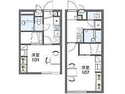 レオパレスMay21石橋 1Kの間取図画像
