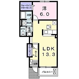 ニューグレイス4 1LDKの間取図画像