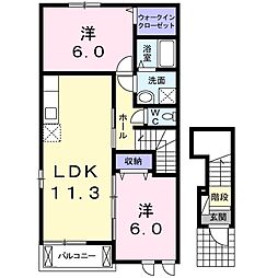 プラナス　Ａ 2階2LDKの間取り
