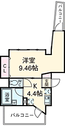 京王線 千歳烏山駅 徒歩3分の賃貸マンション 5階1DKの間取り