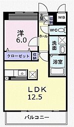 グランクレシア 1LDKの間取図画像