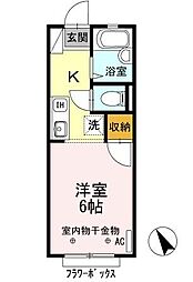 第IIIＡＩコーポ 1階1Kの間取り