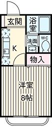 JR中央線 三鷹駅 バス15分 木の実保育園下車 徒歩2分の賃貸アパート 2階1Kの間取り