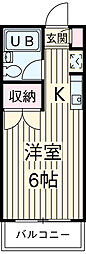 JR中央線 国分寺駅 徒歩11分の賃貸アパート 1階ワンルームの間取り