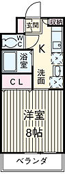 リヴェールハイム 4階1Kの間取り