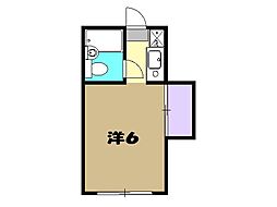 JR中央線 武蔵小金井駅 徒歩17分の賃貸アパート 1階1Kの間取り