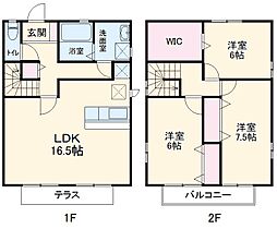 ＷＩＴ橋本台Ｂ 1階3LDKの間取り