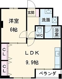 リエス西院 8階1LDKの間取り