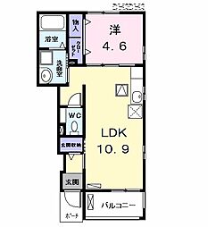 フラジール（ｆｒａｇｉｌｅ） 1階1LDKの間取り